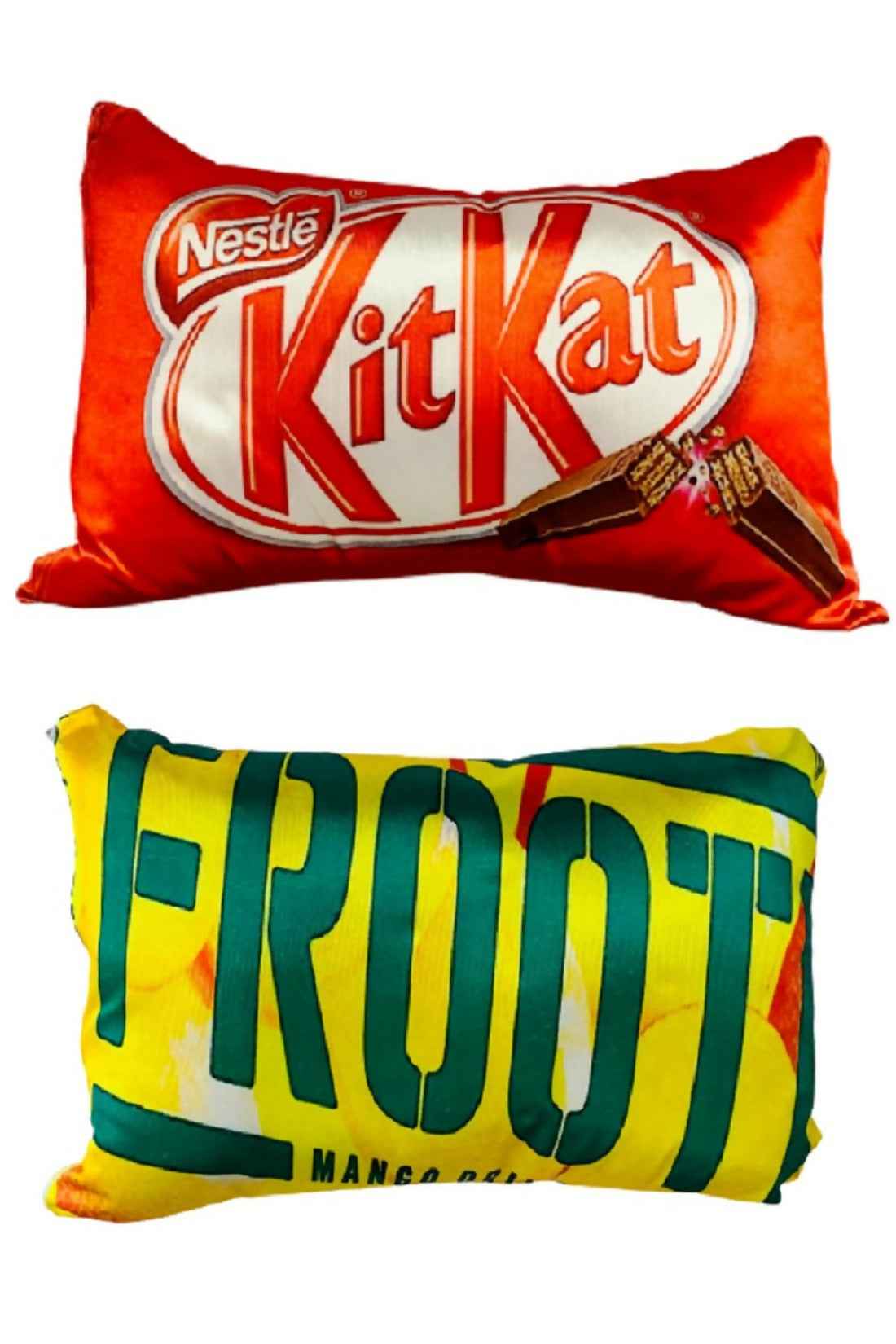Unique Fashion Pack of 2 Microfibre Filled Reversible Cushion For Kids - Kitkat And Frooti
