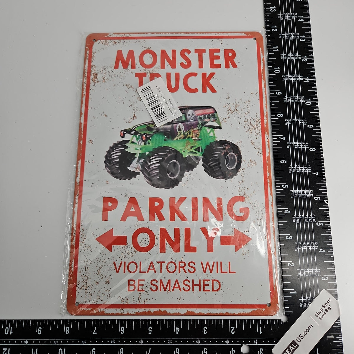 Monster Truck Parking Only Metal Tin Sign, 8 x 12 in