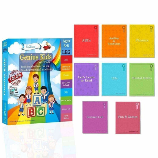 Genius Kids Worksheets for Lkg - Set of 8 Workbooks for LKG