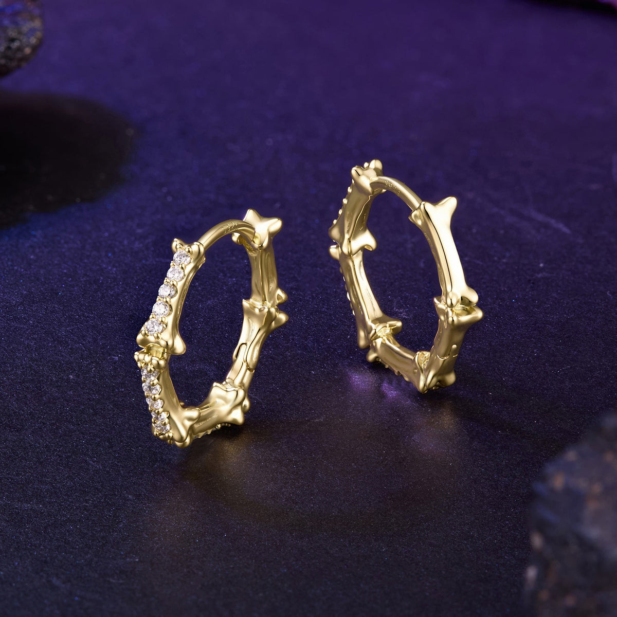 925 Silver Gold Plated Pavé CZ 1.6 x 0.3 cm Hoop Earrings for Women