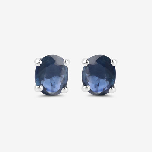 0.68 Carat Genuine Blue Sapphire 10K White Gold Earrings