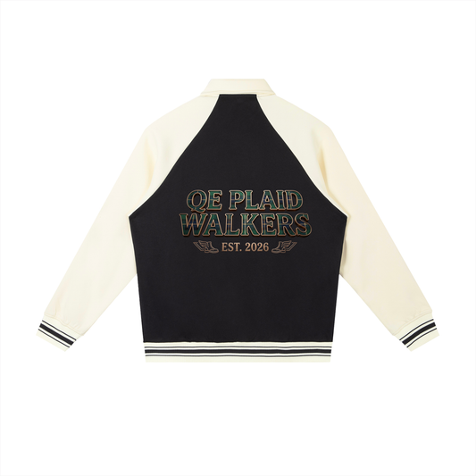QE Plaid Walkers Sleeve Baseball Jacket