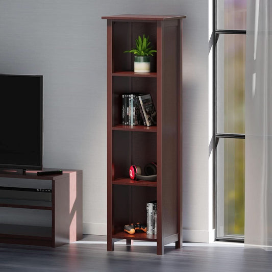 Milan Five Tier Storage Shelf Bookcase In Antique Walnut