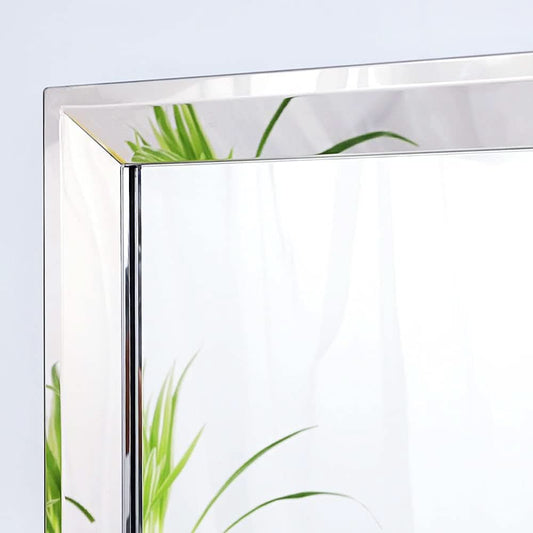 22 Inch By 47 Inch Large Wall Mirror With Angled Beveled Edge And Stainless Steel Frame