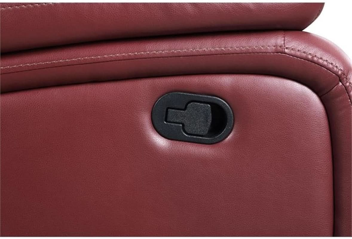 Red Faux Leather Reclining Loveseat With Manual Recline