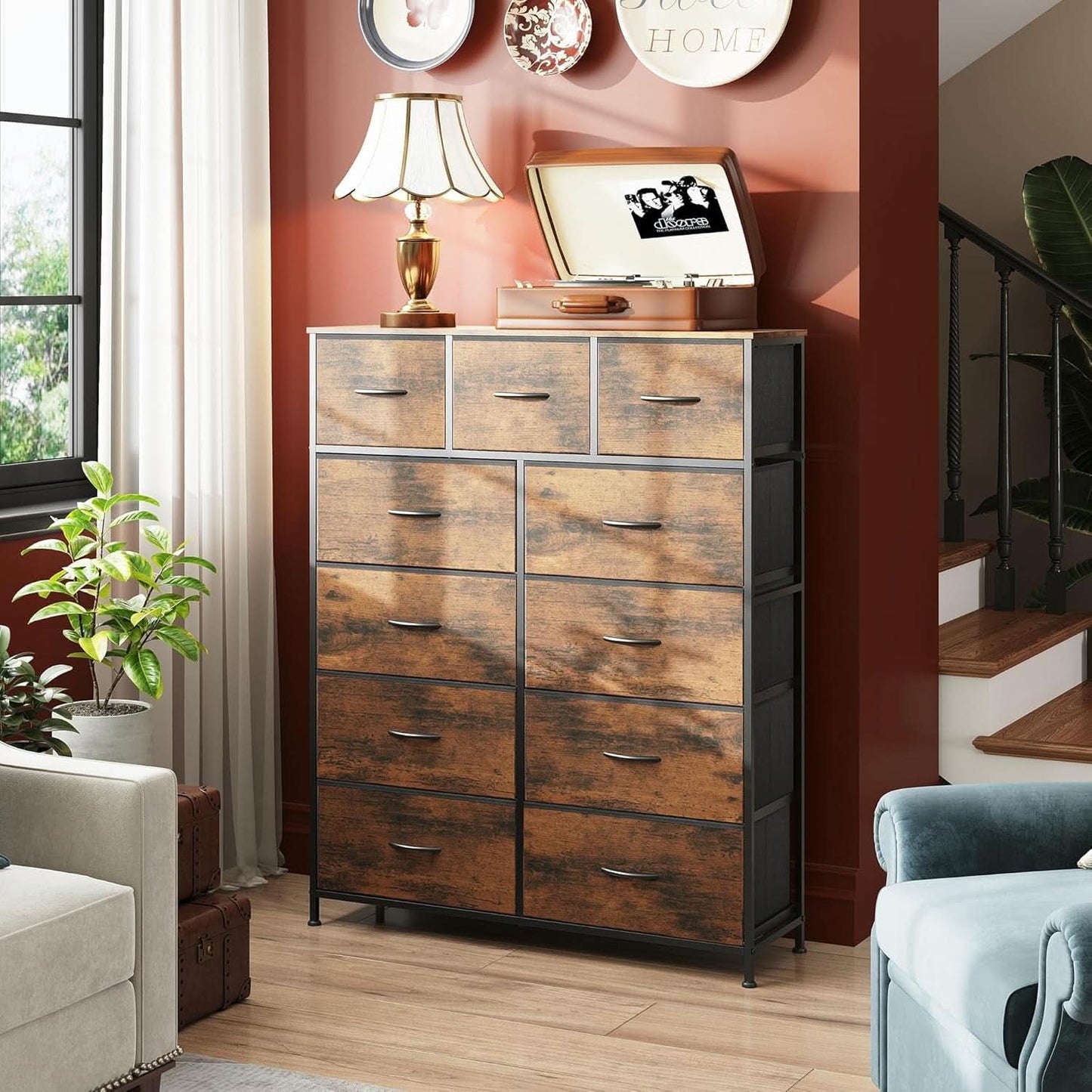 Tall Fabric Dresser With 11 Drawers Storage Tower Unit