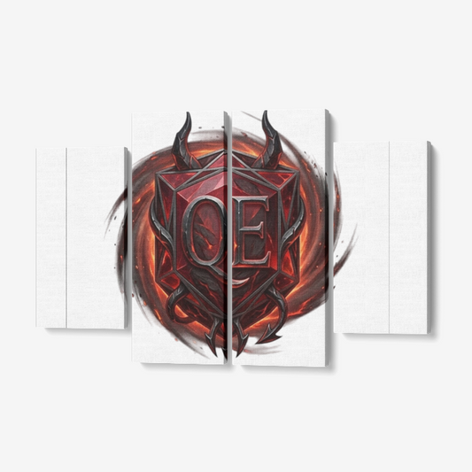 QE Diablo 4 Piece Canvas Wall Art for Living Room - Framed Ready to Hang 4x12"x32