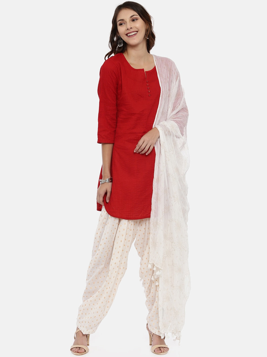 Souchii White Woven Design Patiala