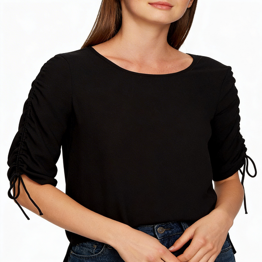 1.State Women's Ruched-Sleeve Top,Size Small