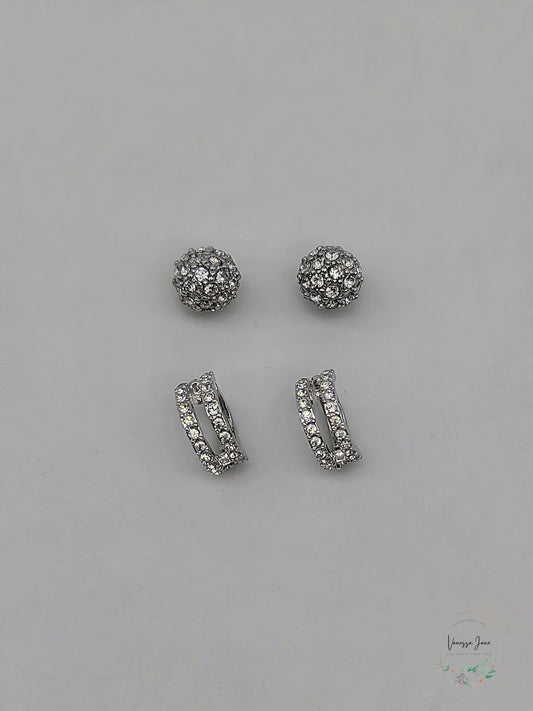 Givenchy 3-PC. Set Crystal & Hoop Earrings – Rhodium