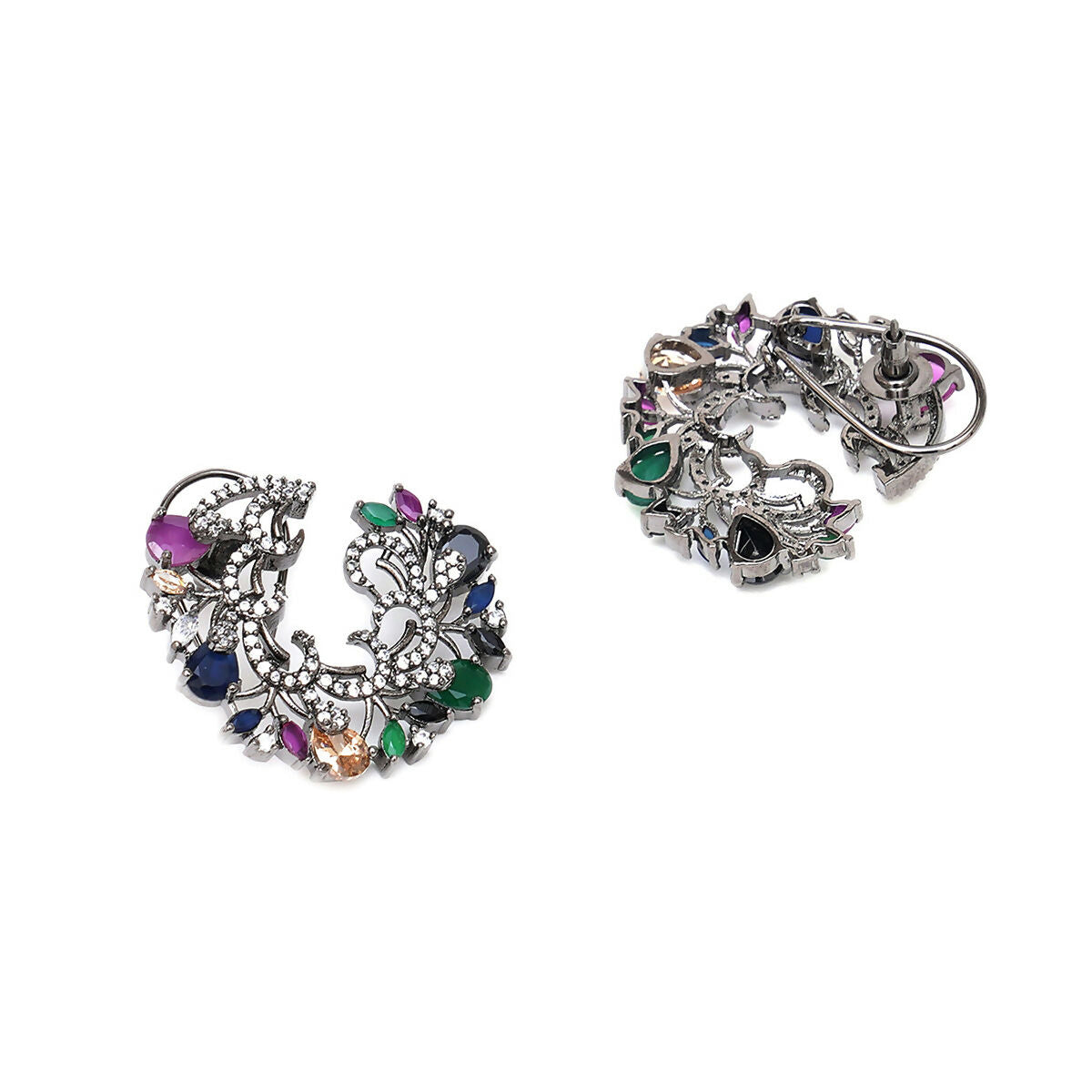Multi Flower Oversized Stud Earrings- Ruby Raang