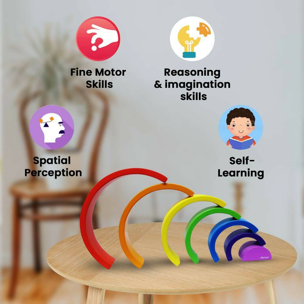 Matoyi Wooden Rainbow Stacker ? 7 Piece Colorful Stacker