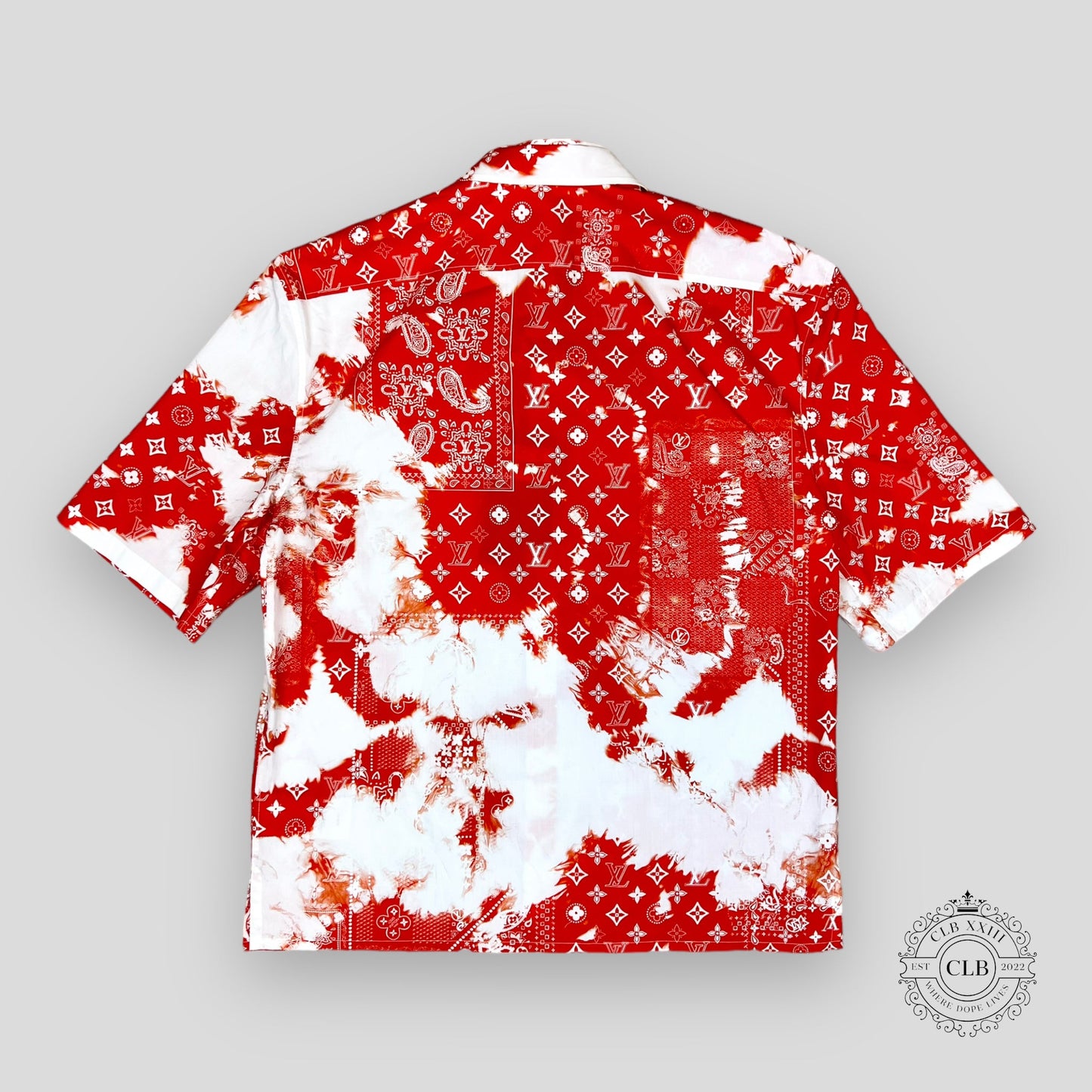 Louis Vuitton Monogram Bandana Short Sleeve Button Up in Orange