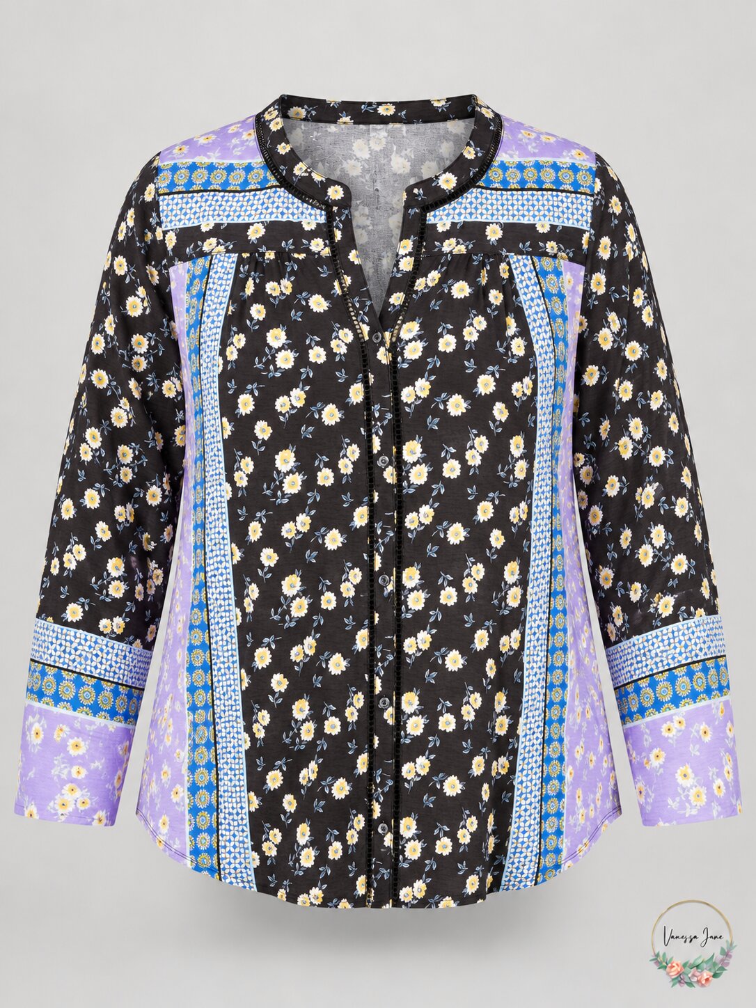 Style & Co. Womens Mixed Button Down Blouse