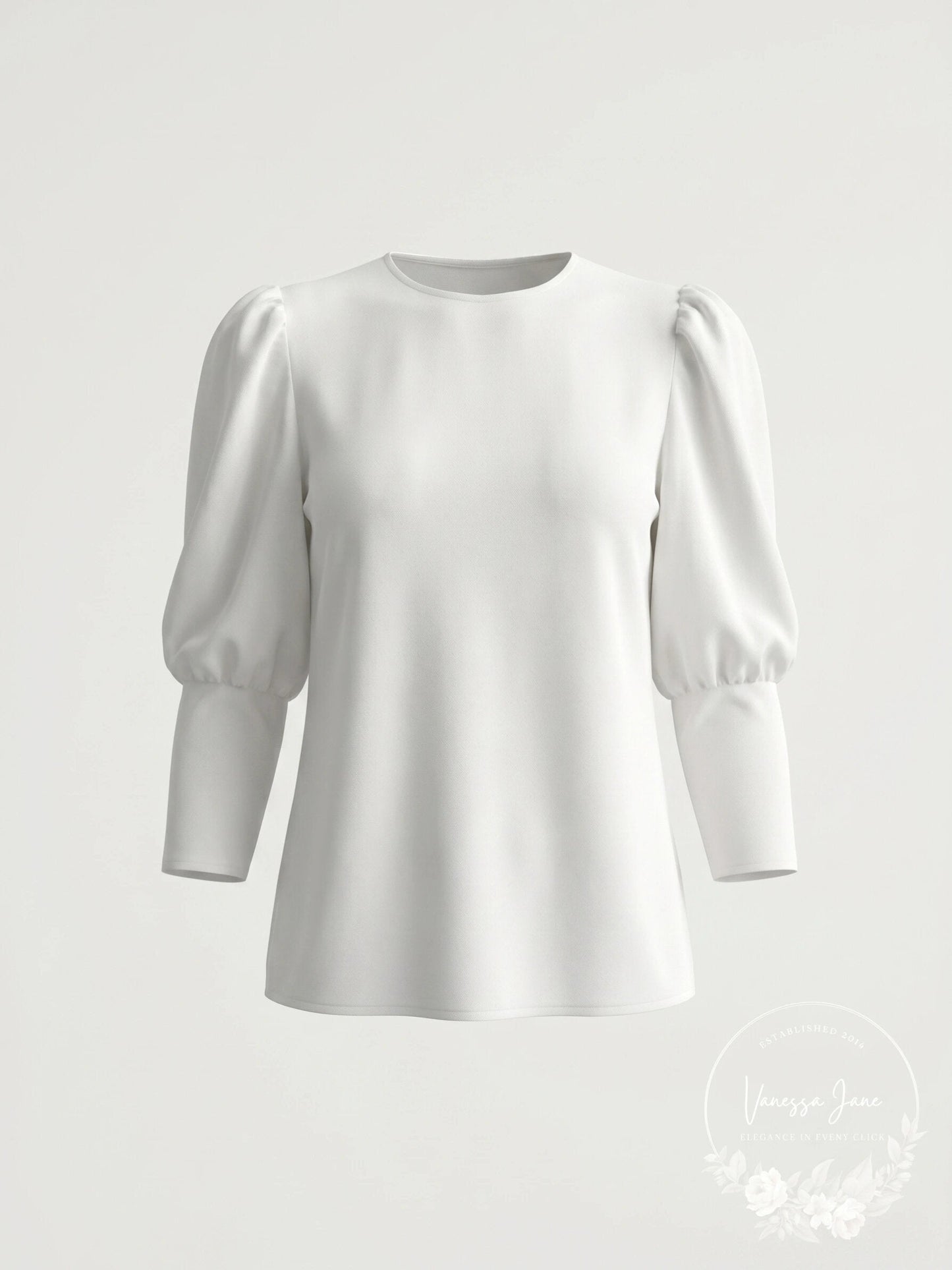 Aqua Bishop Sleeve Top, Size Medium/Off White