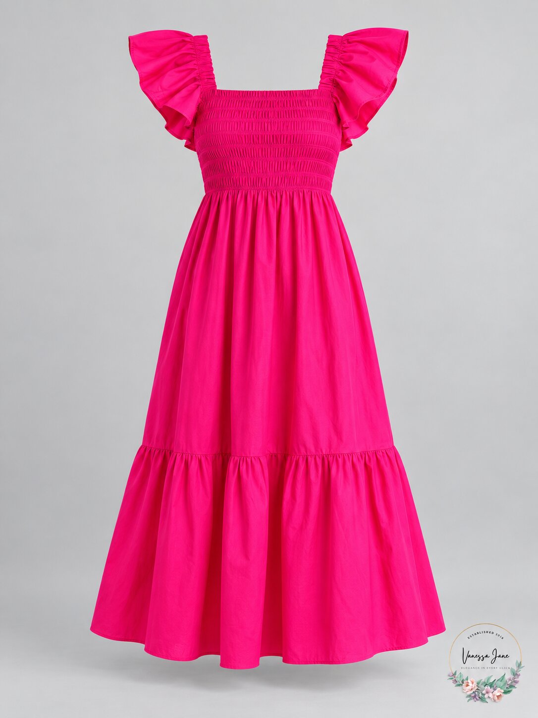 Aqua Smocked MIDI Dress