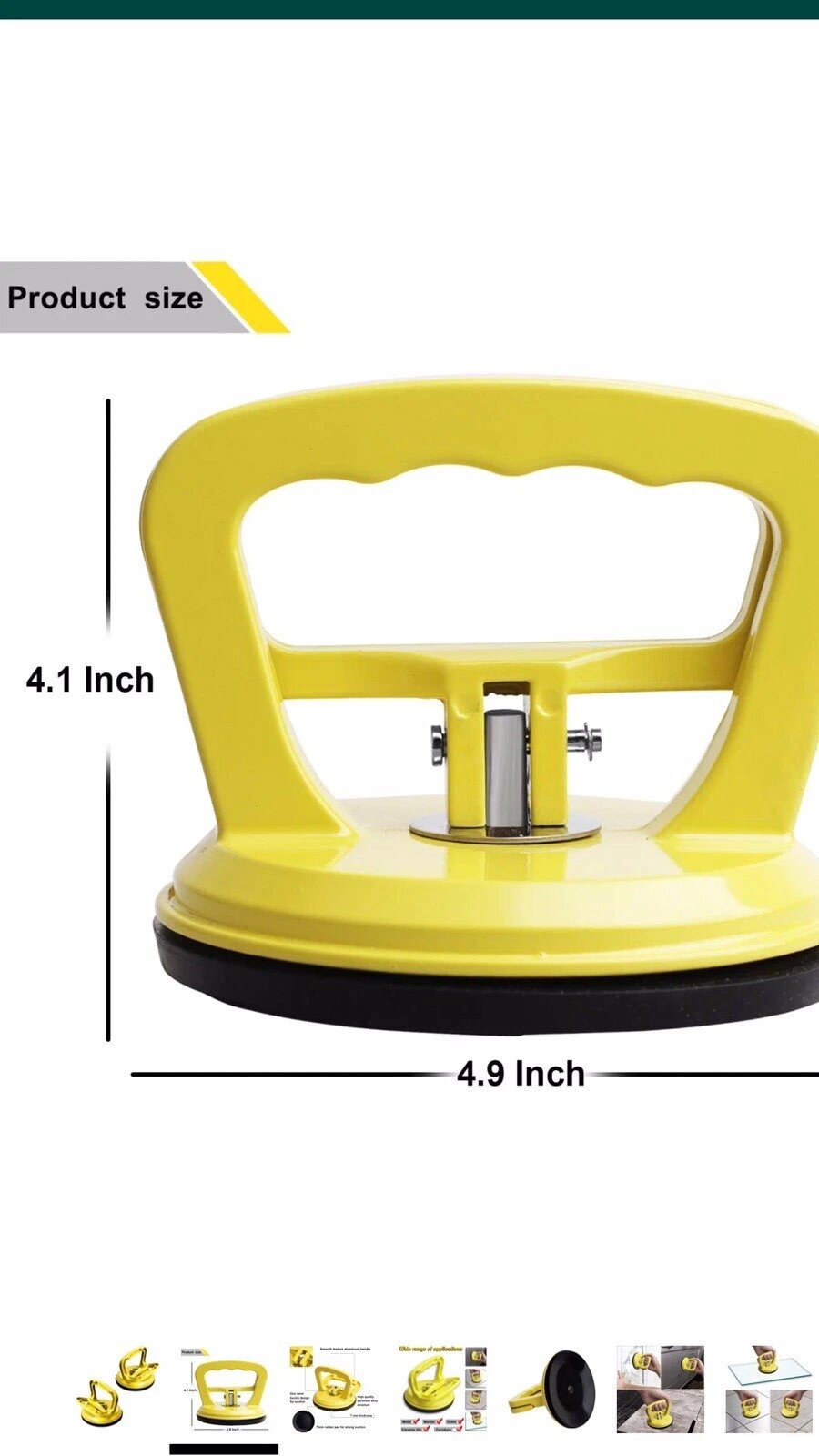 FCHO Glass Suction Cup Heavy Duty Aluminum Vacuum Plate Puller Handle Holder Hoo