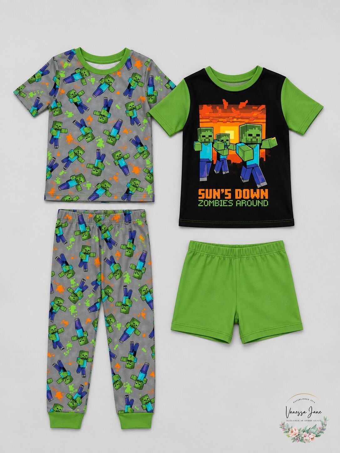 Minecraft Little Boys 4 Piece Cotton Pajama Set