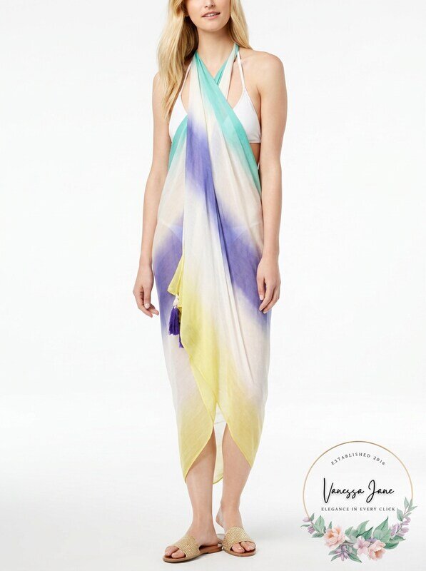 INC Skirt Purple Shawl/Wrap Crepe Sarong 4-Way Convertible