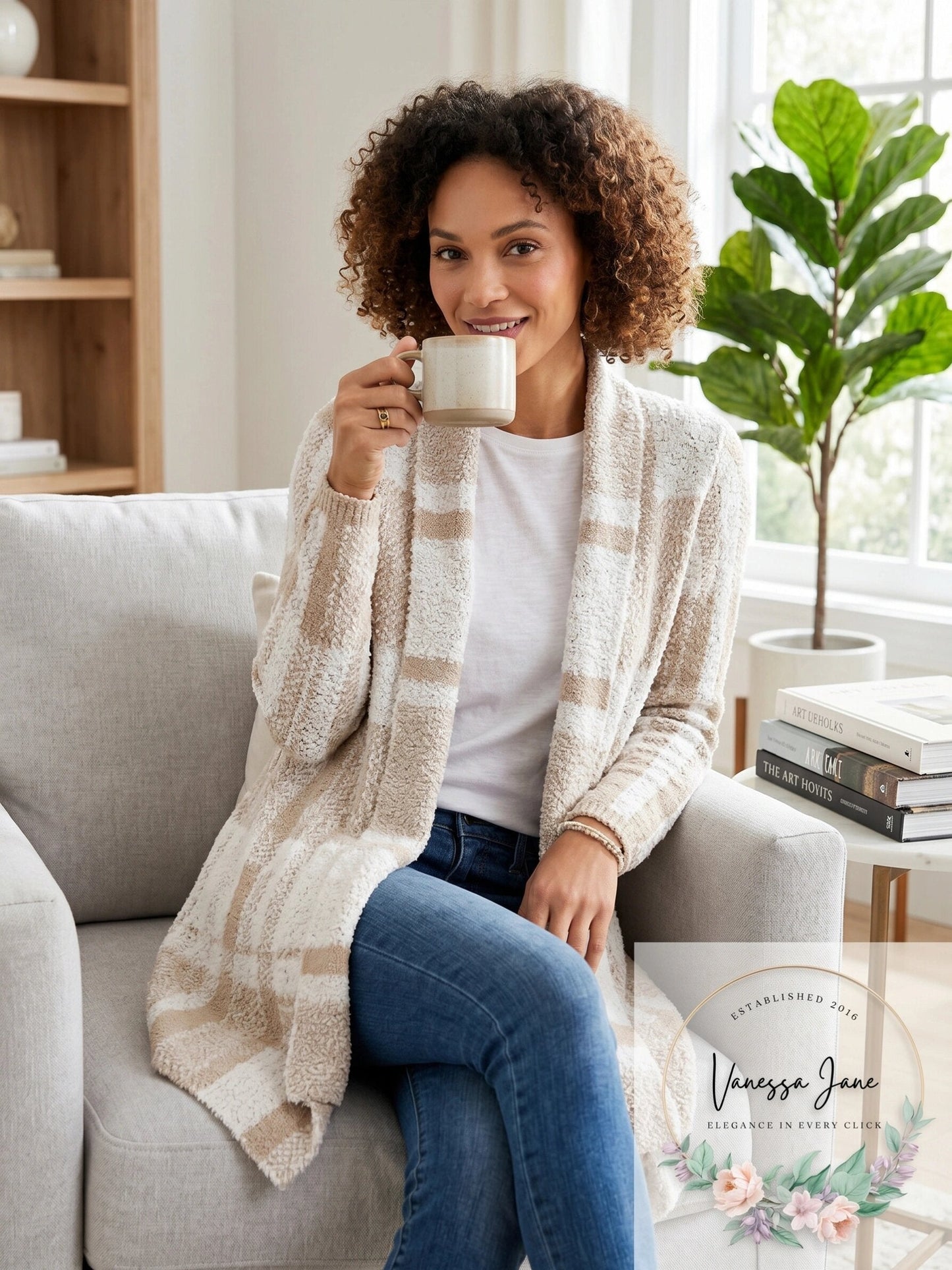 Style & Co Petite Plaid Boucle Cardigan