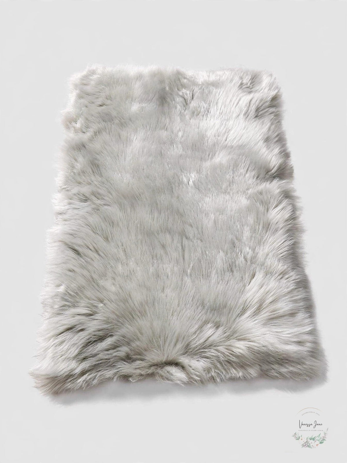 Carvapet Fluffy Shaggy Soft Faux Sheepskin Fur Area Rug, Grey, 2ft X 3ft