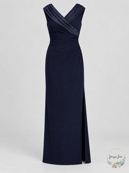Lauren by Ralph Lauren Women Gown Sz Satin Portrait-Collar