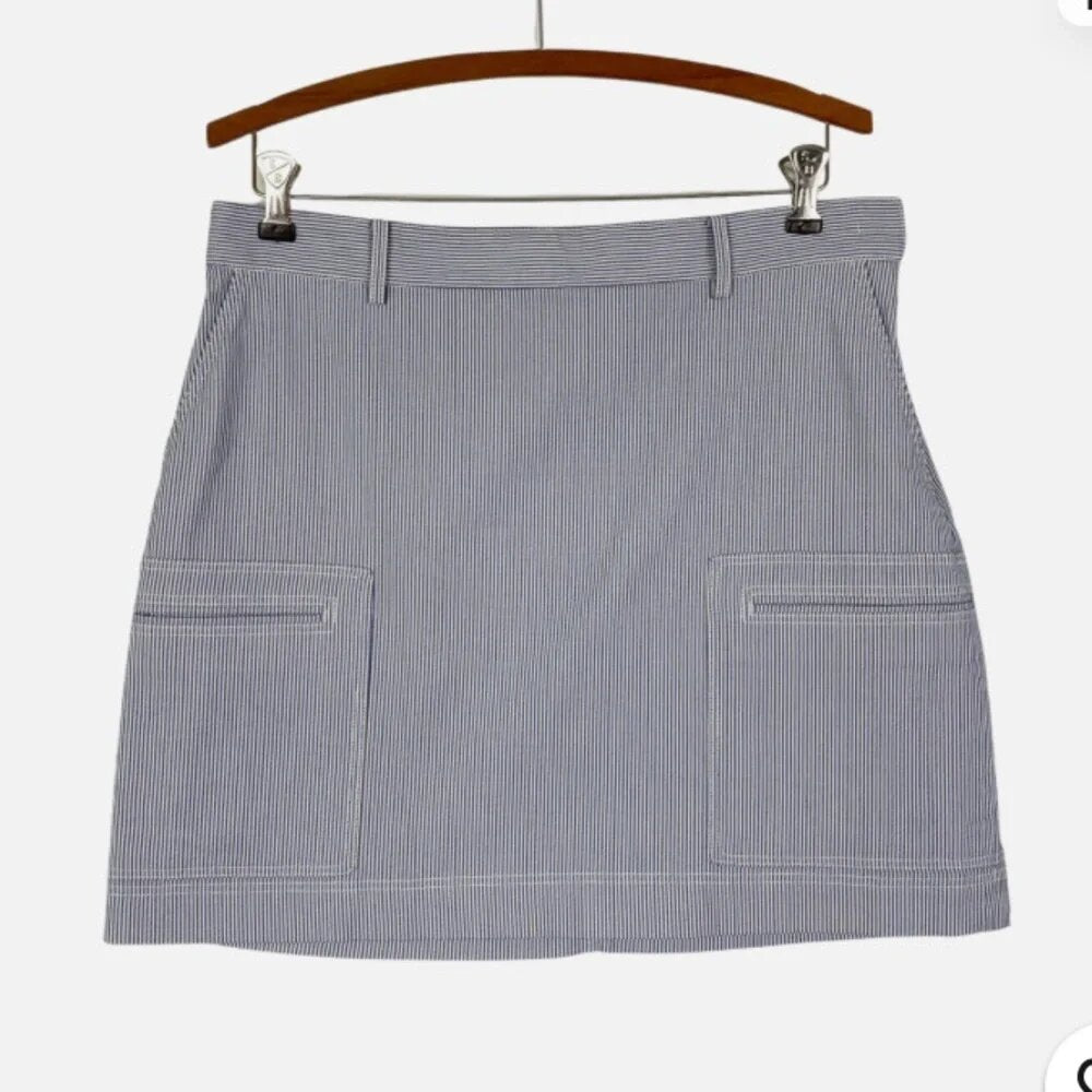 Theory Cotton Blend Striped Mini Skirt