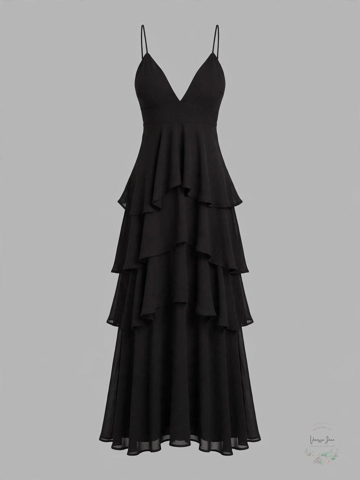Gracia Flare Layered Elegant Maxi Dress