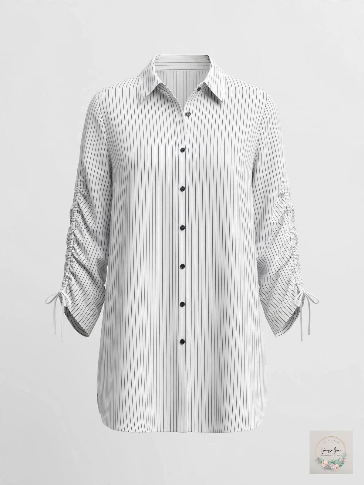 Bar III Womens White Button Down Ruched Sleeves 3/4 Sleeve Top,Size XS
