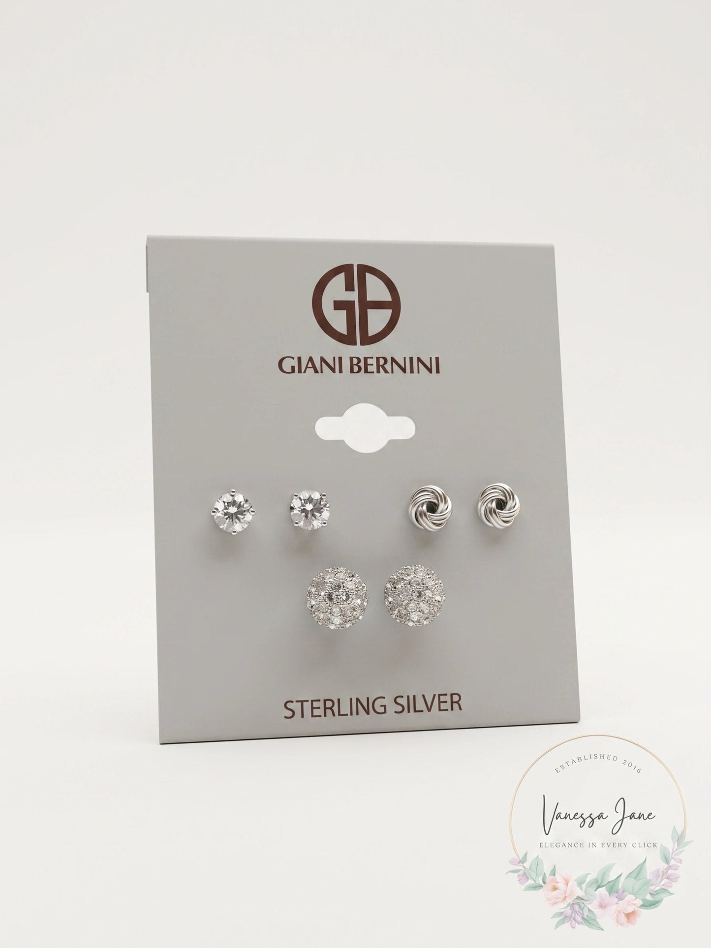 Giani Bernini Sterling Silver 3-Pc. Set Cubic Zirconia Stud Earrings