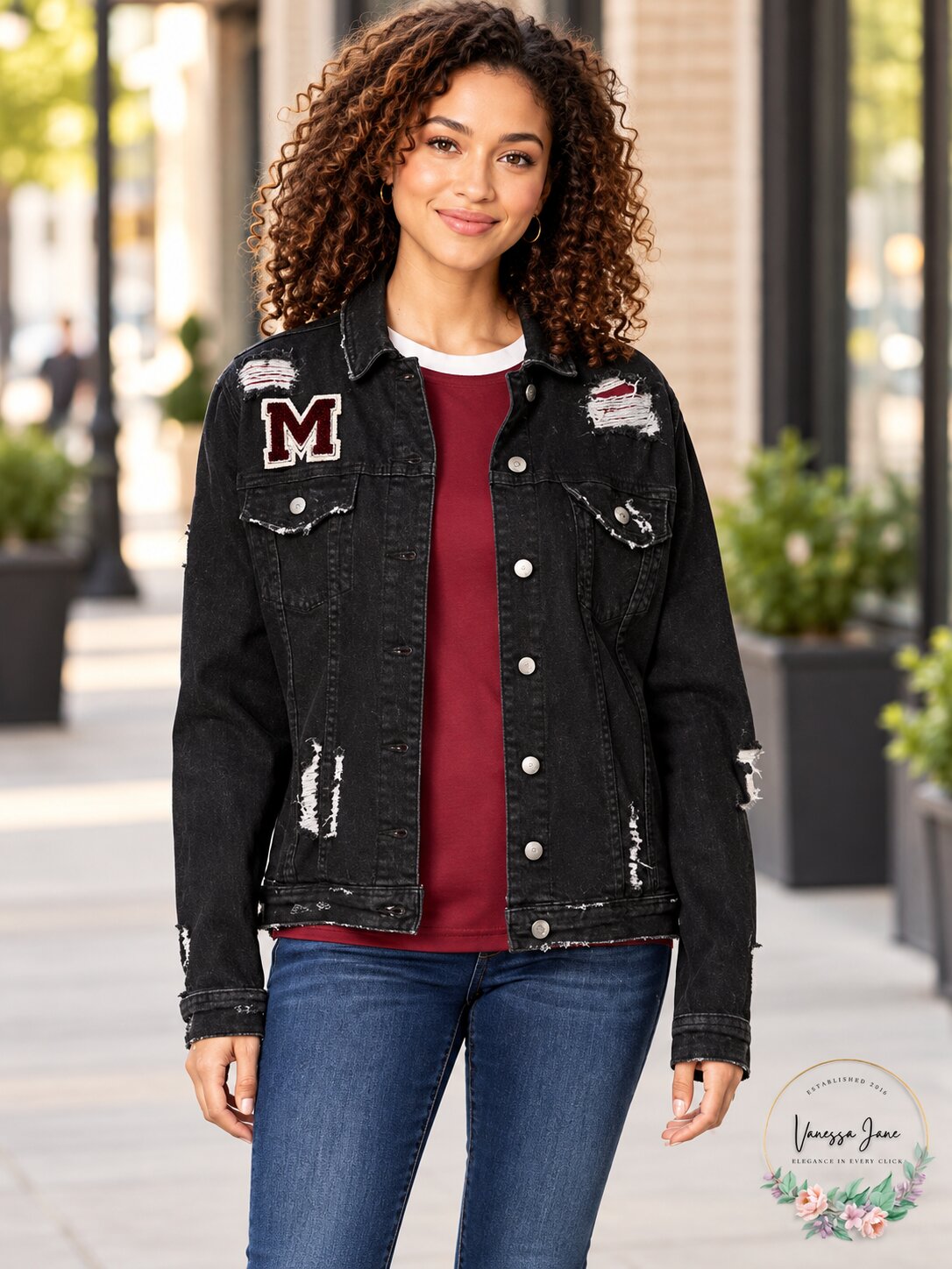 Tinseltown Juniors Ripped Denim Jacket, Size XS