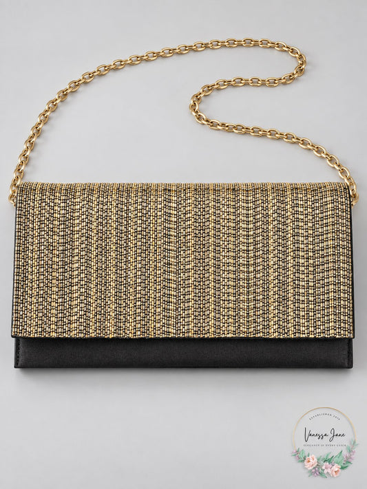 INC Womens Veronica Chain Convertible Clutch Handbag Gold Small