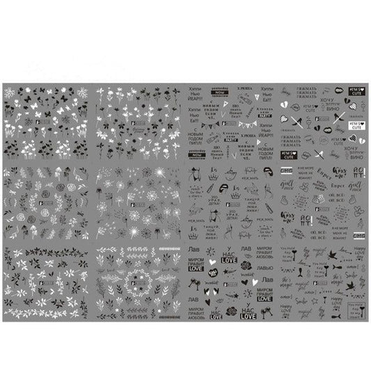 Letter Nail Water Decals With Inscriptions Sexy Girl Black White Tattoo Slider English Alphabet Nail Decals Adhesive Letter 3D Nail Art Stickers for Women Girls Nail Decoration Manicure for Women Decorations Birthday Party Favor Gift