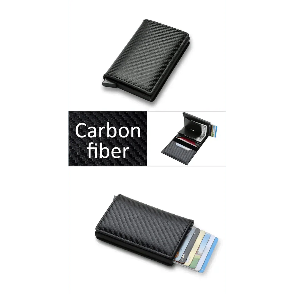 New Carbon Fiber Card Holder Wallets Luxury Men Black Magic Leather Cool Slim Mini Wallet Small Money Bag Male Purses Magnet Closure Wallet