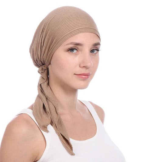 New Fashion Soft Cotton Solid Color Elastic Wrap Lightweight Scarf Hats Muslim Turban Elegant Bonnet Inner Hijab Hat Female Turbantes caps For Women
