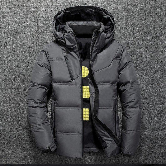 New Modern Red Jacket With Hood Men Winter Warm Solid Color Hooded Unique Design Jackets Elegant Men's Warm Winter Jacket Winter Outdoor Coat Comfortable Jacket