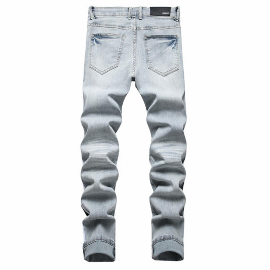 ABSECAI Men's Skinny Ripped Slim Fit Stretch Jeans Blue Size 34