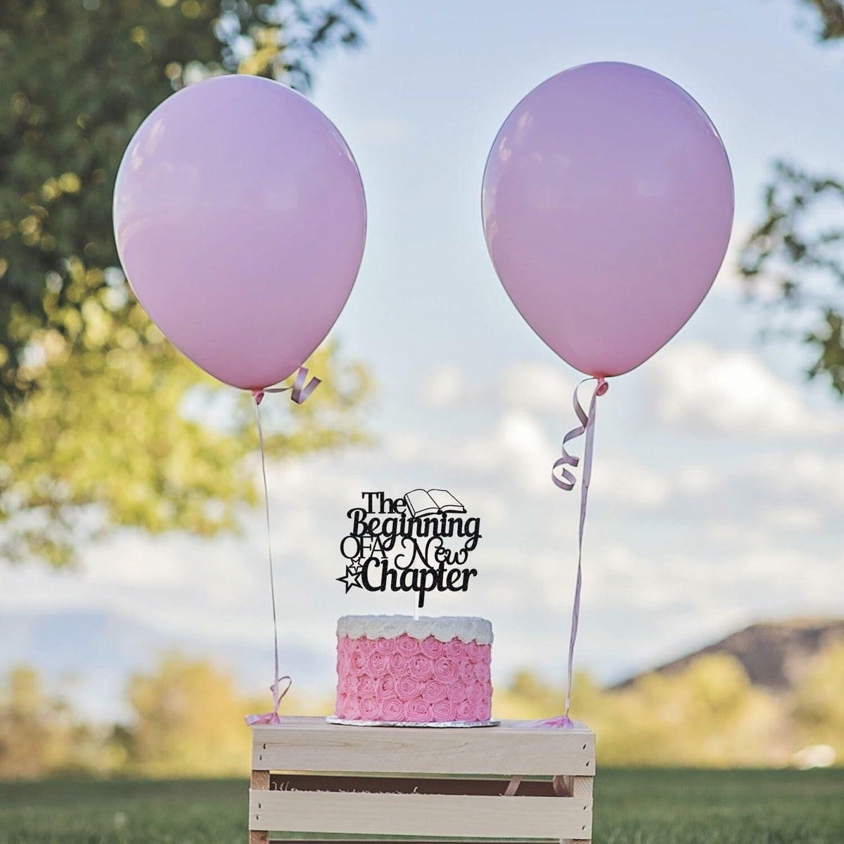 The Beginning of A New Chapter Cake Topper Black Glitter