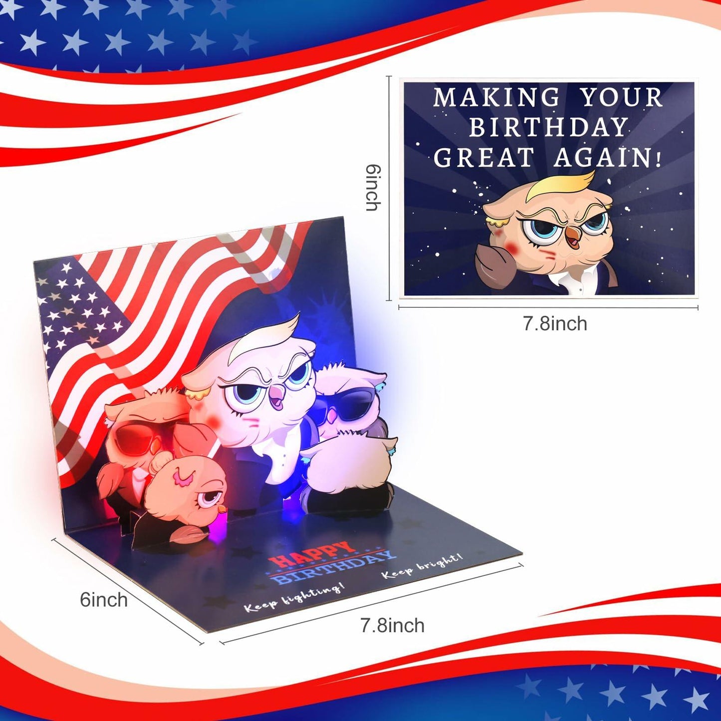 Yinqing 3D Pop Up Birthday Card with Light and Music Multicolor