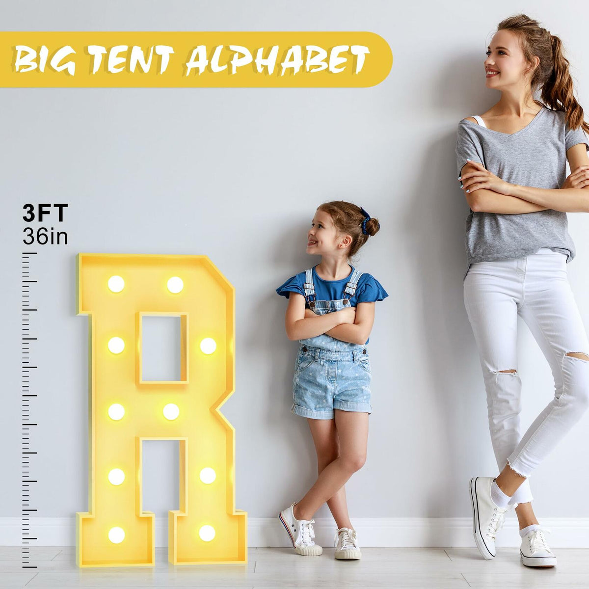 Foaky 3FT Marquee Light Up Letter R Party Decor Foam Board Kit