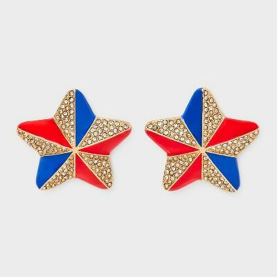 SUGARFIX by BaubleBar American Beauty Statement Earrings Red Blue Multicolor