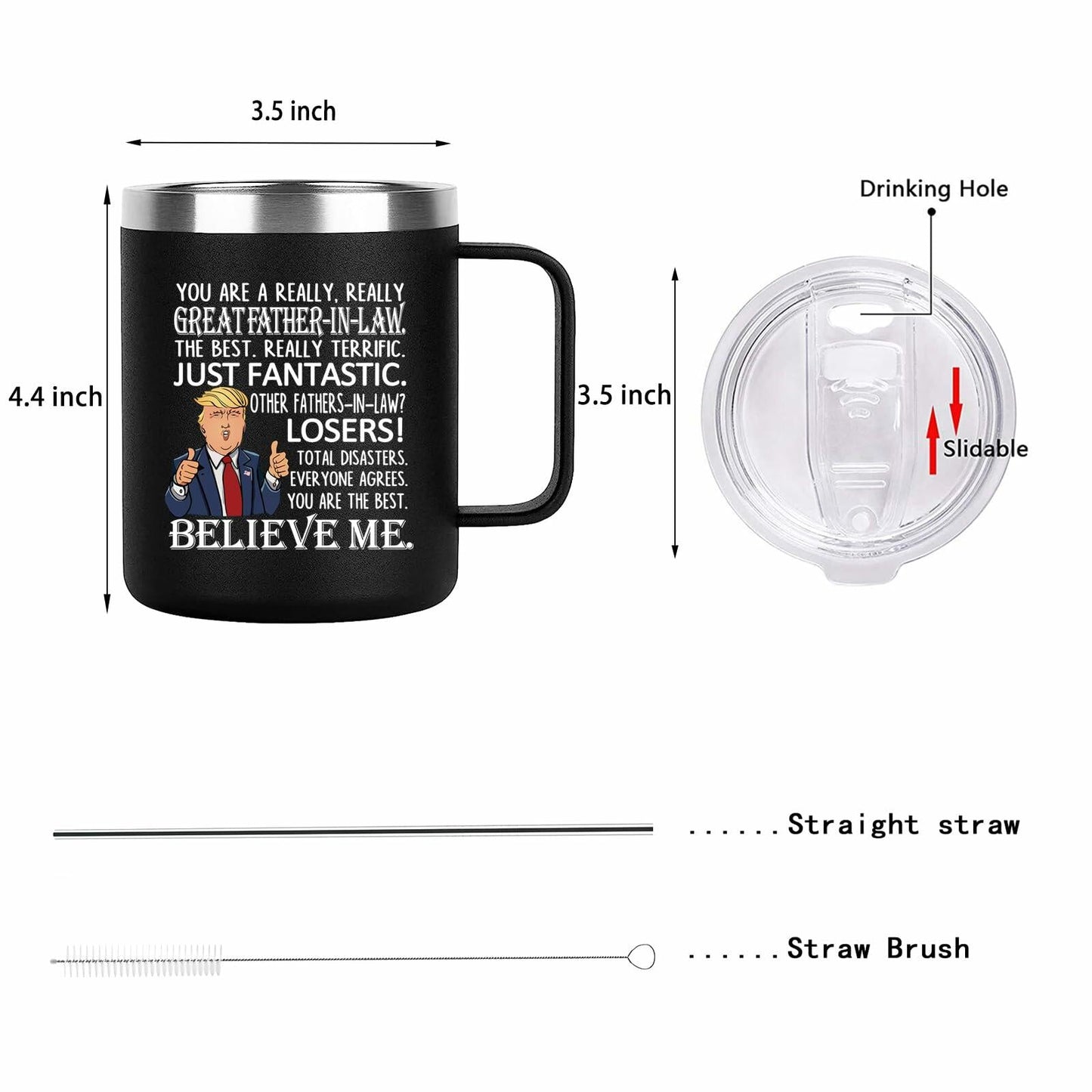 Aletege Great Father-In-Law Mug 12 OZ Black Stainless Steel Coffee Cup