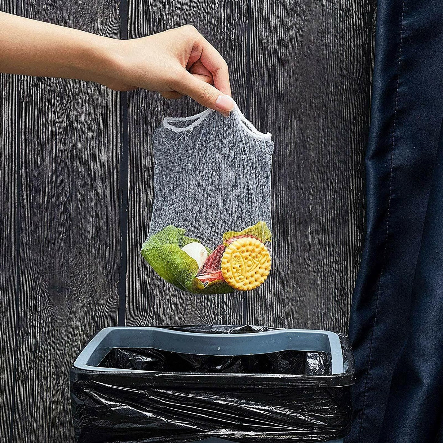 HiBD Kitchen Sink Triangle Tri-Holder Strainer Gray Rack 200PCS Mesh Bags