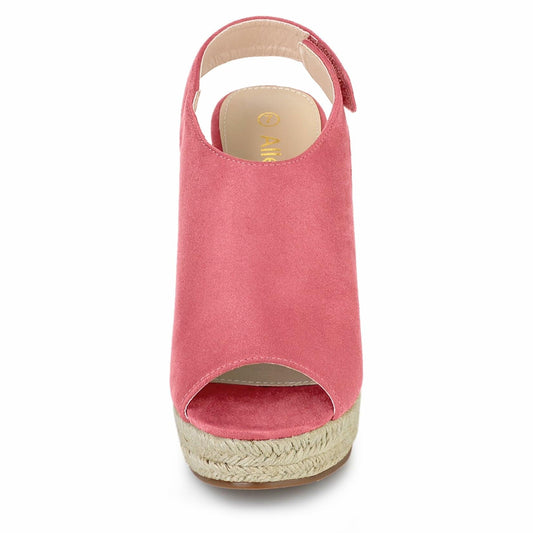 Allegra K Women's Espadrille Platform Wedges Sandals Watermelon Red Size 5.5