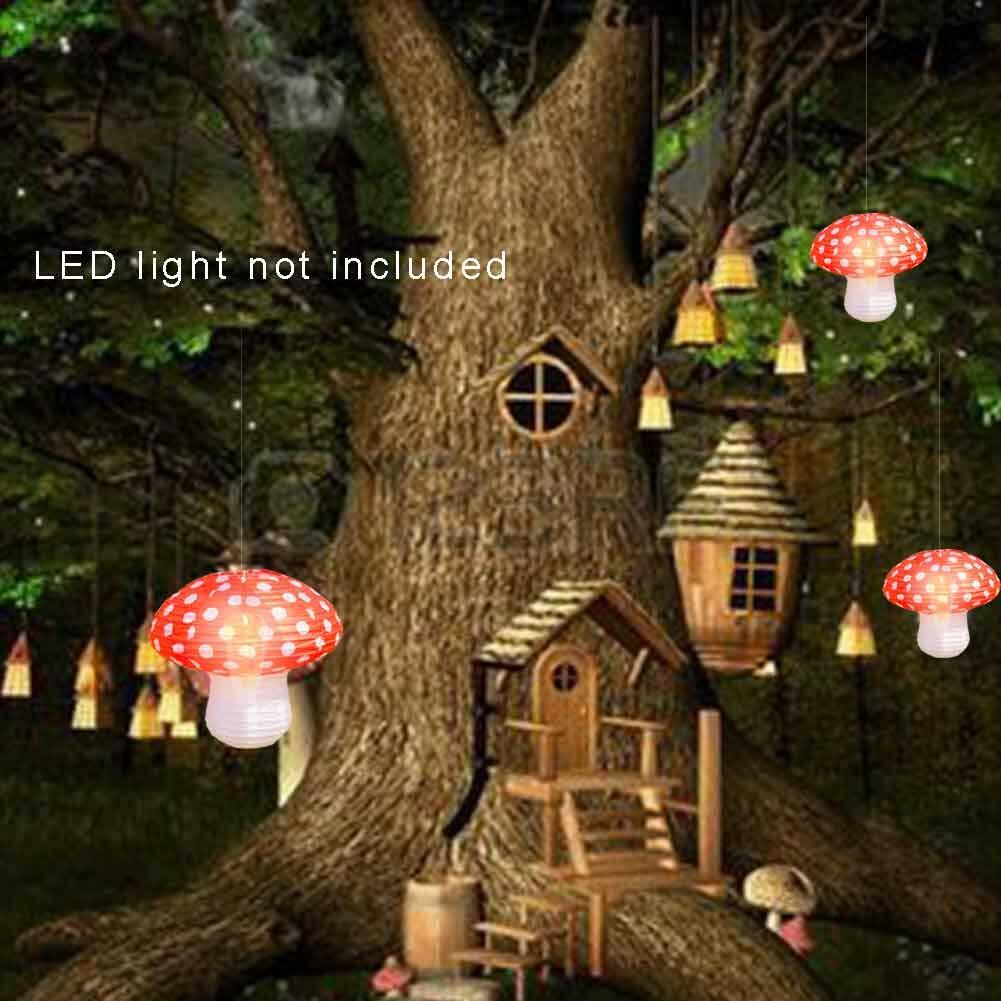 Lotus Mann 6PCS 14" Red Mushroom Lanterns Fairy Tale Party Decor