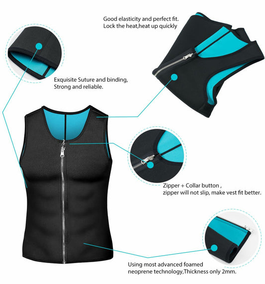 DoLoveY Men Sweat Sauna Vest Waist Trainer Body Shaper Neoprene Black 3XL