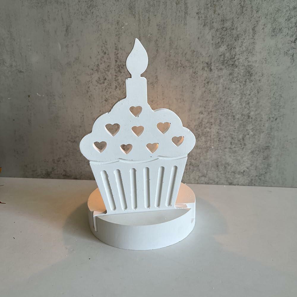 DIY Heart Cake Tea Light Candle Holder Silicone Mold for Resin Craft