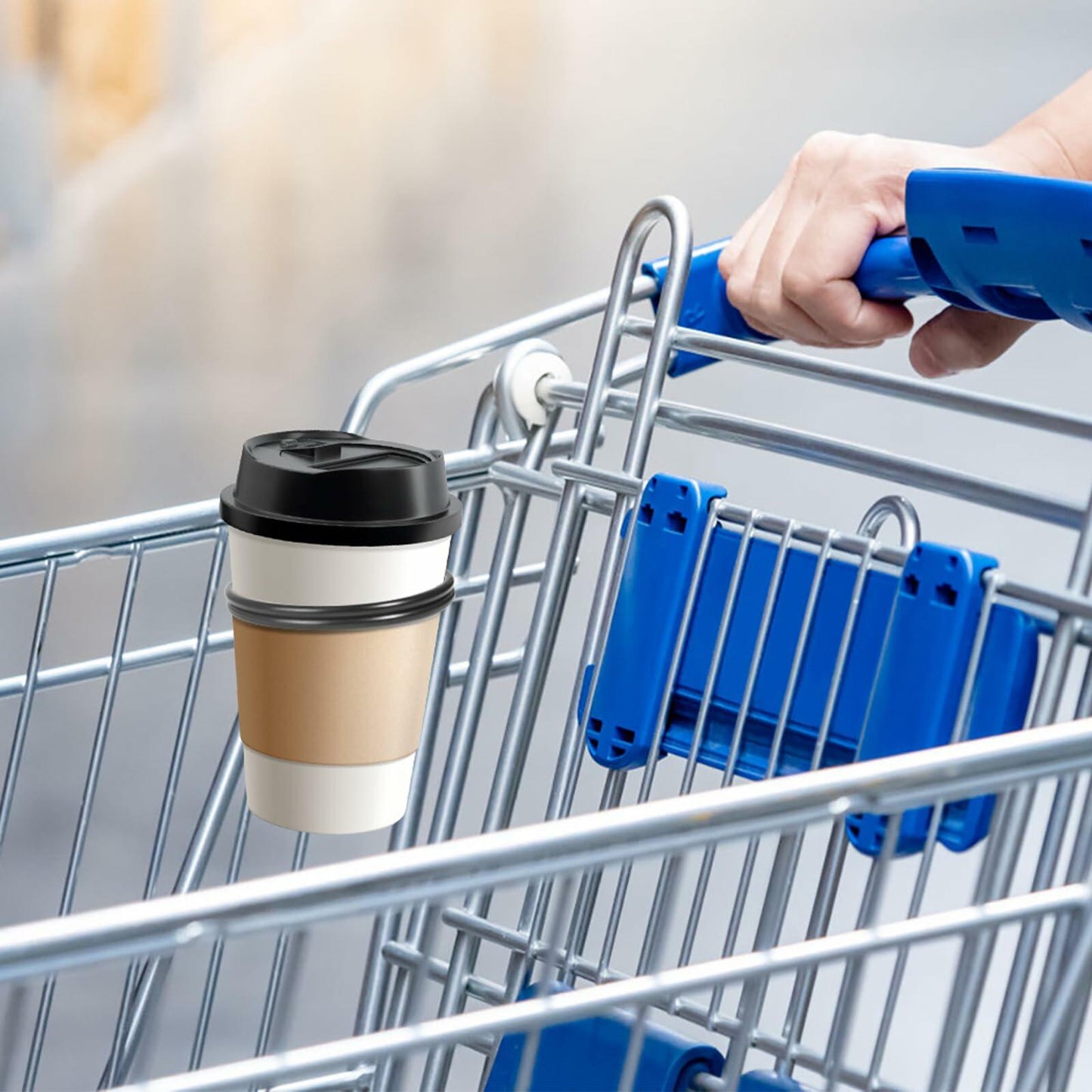 Kevenal Shopping Cart Cup Holder Black Stainless Steel Drink Holder