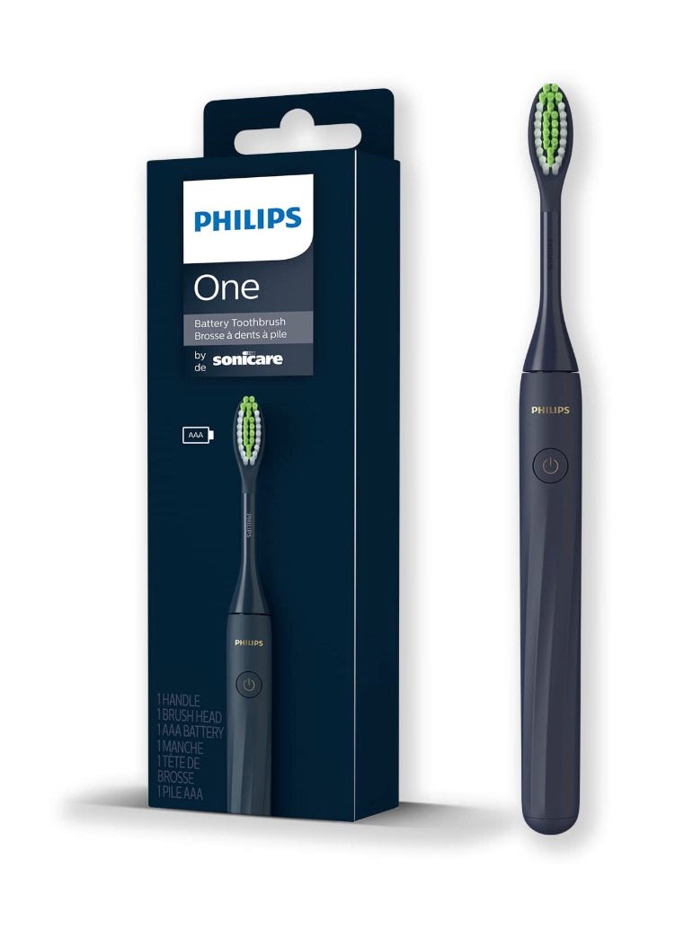 Philips One Electric Toothbrush by Sonicare Hy1100/54 - Micro Vibrations, Soft Bristles That Gently Polish and Whiten Teeths, 3 Month Battery Life, 2 Minute Timer and Quadpace Black