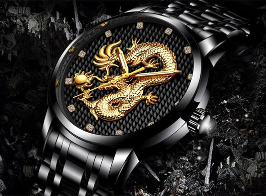 Men's Waterproof Watch With 3D Dragon Design Excellent Look Perfect Gift For Your Man